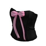 Black Classic Corset Top With Pink Bow Ribbon