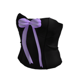 Black Classic Corset Top With Purple Bow Ribbon