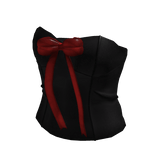 Black Classic Corset Top With Red Bow Ribbon