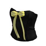 Black Classic Corset Top With Yellow Bow Ribbon