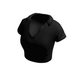 Black Cropped Polo Top