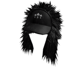Black Cross Hat with Fur Headscarf