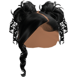 𝓖𝓖 Black Curled Side Part With Space Buns