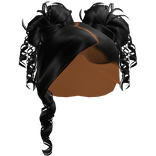 𝓖𝓖 Black Curled Side Part With Space Buns