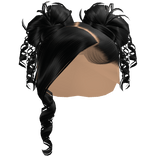 𝓖𝓖 Black Curled Side Part With Space Buns