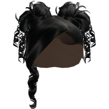 𝓖𝓖 Black Curled Side Part With Space Buns