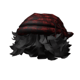 Black Curly Hair with Red Plaid Keffiyeh