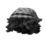 Black Curly Hair with White Plaid Keffiyeh