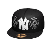 Black Custom Chrome Hearts NY Yankee Fitted