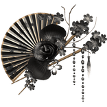 Black Cute Floral Traditional Japanese Chinese Fan