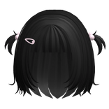 ♡ Black Cutecore School Girl Bob W Pigtails & Clip