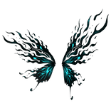 Black Cyan Shadowflame Butterfly Wings