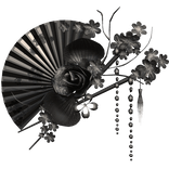 Black Dark Floral Traditional Japanese Chinese Fan