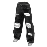 Black Distressed Baggy Stars Jeans