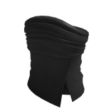 Black Distressed Leather Tube Top