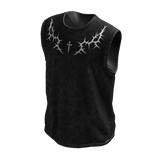 Black Distressed Sleeveless  Shirt
