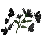Black flower with butterfly