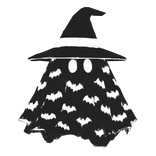 Black Ghost Halloween Witch Hat With white Bats