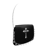 Black Goth 2000s Y2K Emo Silver Cross Bag