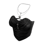 ✅Black Goth Crop Top✅ Heart and key necklace