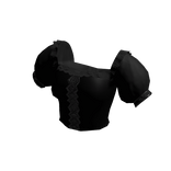 🫧 Black Goth Cross Crop Top Puffy Sleeves