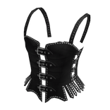 Black Goth Studded Leather Corset Top