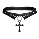 ♬ : black gothic collared choker with cross 1.0