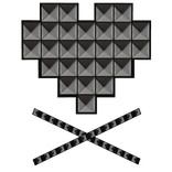 black gothic emo studded heart hair clips with x 
