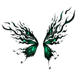Black Green Shadowflame Butterfly Wings