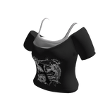 Black Grunge Layered Cross Top
