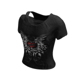 Black Grunge Printed Off Shoulder Emo Angel Shirt