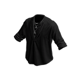 Black Henley Loose Button Up
