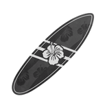 Black Hibiscus Surfboard - Waist 🌺