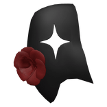 Black Jester Mask Red Flower