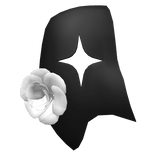 Black Jester Mask White Flowers