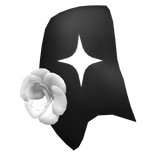 Black Jester Mask White Flowers
