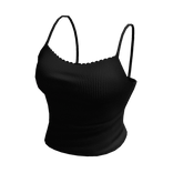 Black Lace Trim Tank Top