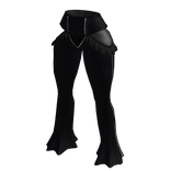 Black Latex Goth Flared Pants with Zipper 