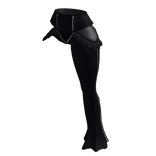 Black Latex Goth One-Leg Pants with Zipper Corset