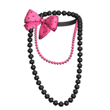 Black Layered Pearl Necklace Pink Bow Gyaru Y2K