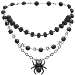 black layered star chain necklace w spider