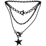 black layered star necklaces
