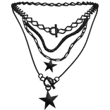 black layered stars chain necklace