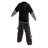 Black Layered Tee w/ Baggy Cargo Pants Emo Boy
