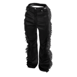 Black Leather & Fur Flared Pants