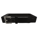 Black Leather Belt w Silver Buckle