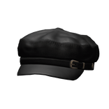 Black Leather Beret Hat (Gold)