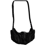 Black Leather Biker Shoulder Bag