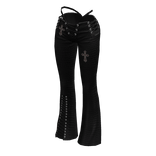 Black Leather Pants Flared Emo Goth Chic Crosses