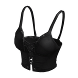 Black Leather Strap Crop Top